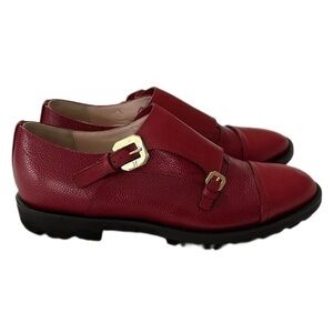 Moreschi Calf Leather Double Buckle Loafers‎ ExtraLight Burgundy Women’s Sz 7.5